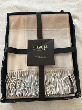 Charter Club Plaid Cashmere Throw 60x5”